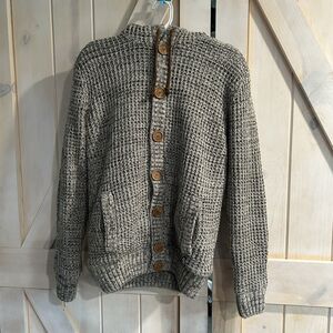 American Stitch Womens Hooded Sweater Medium Elbow Patch Pockets Warm Thick